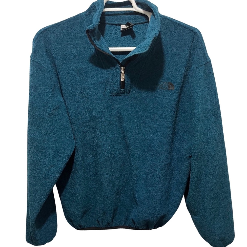 Vintage The North Face Fleece Pullover 1/4 Zip Teal Blue‎ Made in USA Size L
